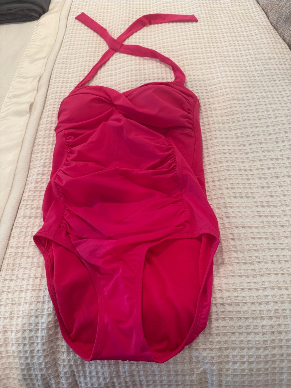Jantzen Hot Pink women’s One-Piece Swimsuit with Halter Tie. Size 12
